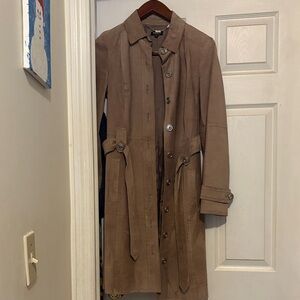 Brown faux suede Trench Coat